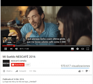 Nescafé Yotube error subtítulo